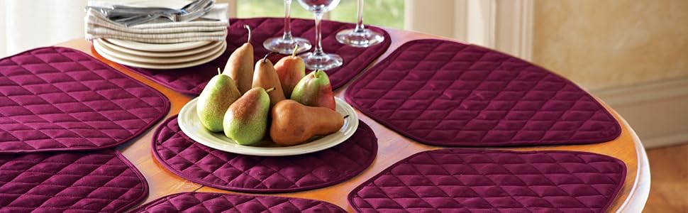 Kitchen Table Placemat and Centerpiece Set - 7 Pc, Red