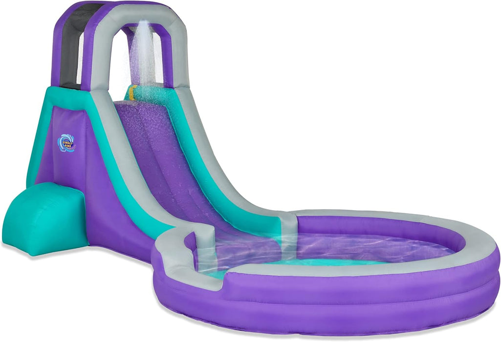 Sunny & Fun Inflatable Single Ring Water Slide Park – Climbing Wall, Slide & Deep Pool
