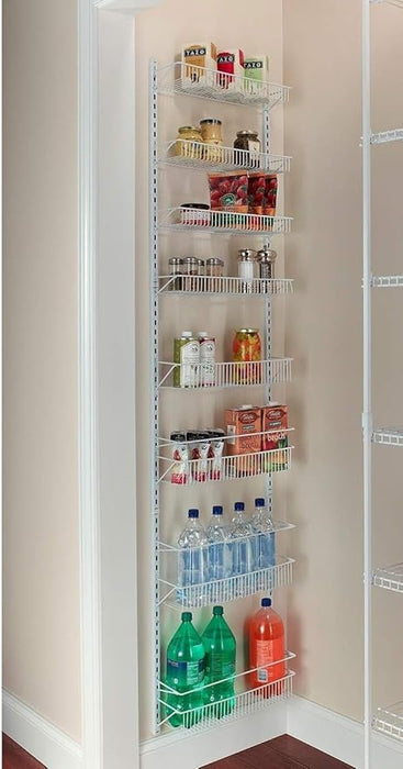 Adjustable Wall Mounted 24 Inch Wide Hanging Spice Storage Rack, White
