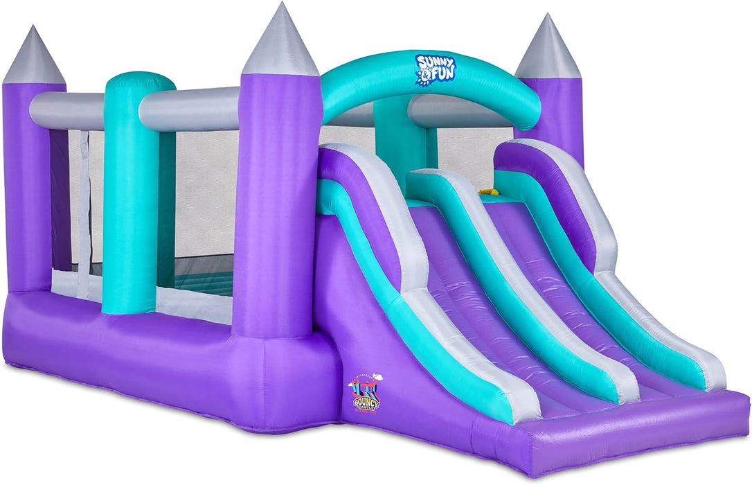 Sunny & Fun Inflatable Bouncy Castle with Dual Slide – Climbing Wall, Slides, Bounce House