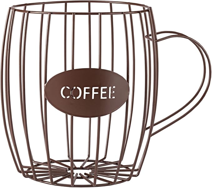 SkyMall Coffee Cup Wire Basket, Brown