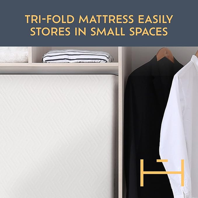 Heyward Premium 4” Trifold Mattress, Portable Memory Foam Folding Mattress, Twin Size