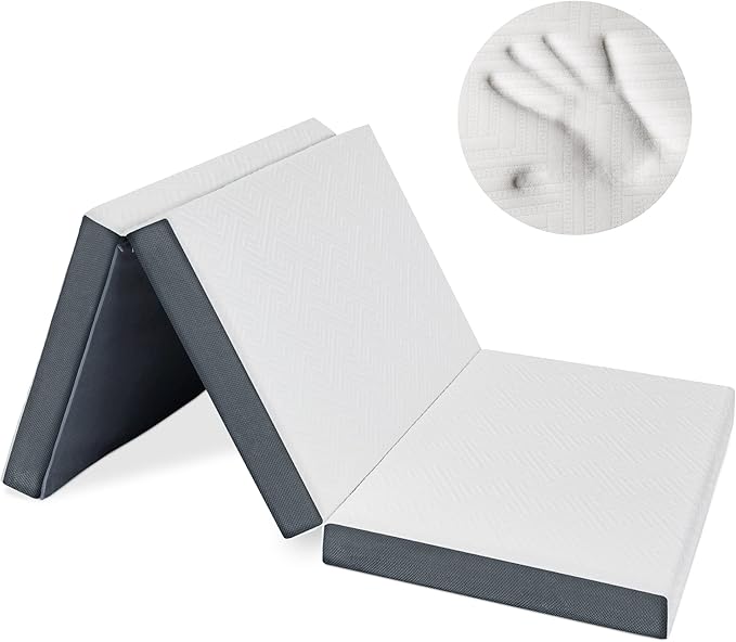 Heyward Premium 4” Trifold Mattress, Portable Memory Foam Folding Mattress, Twin Size