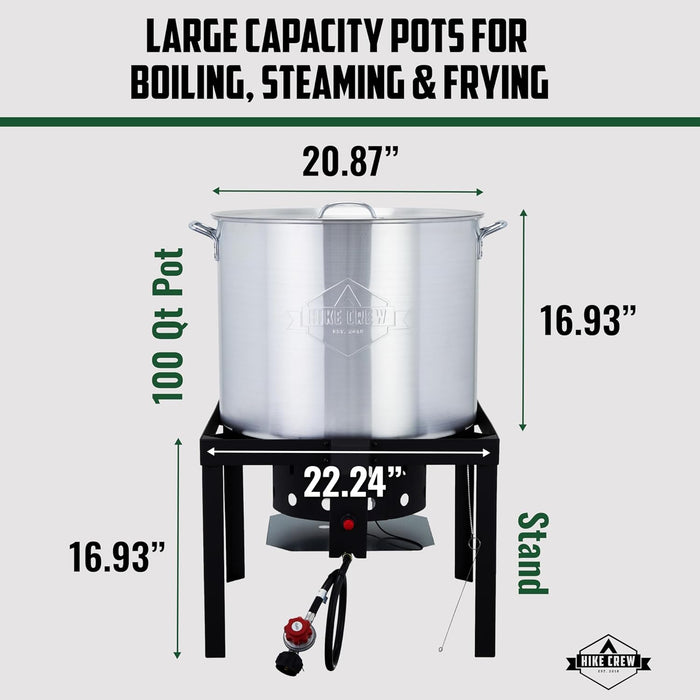Outdoor Boiling Kit w/Igniter, Seafood Boil Set for Steaming or Cooking Crawfish & More