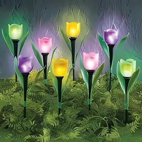Skymall Decorative Solar Tulip Stake Lights - Set of 8