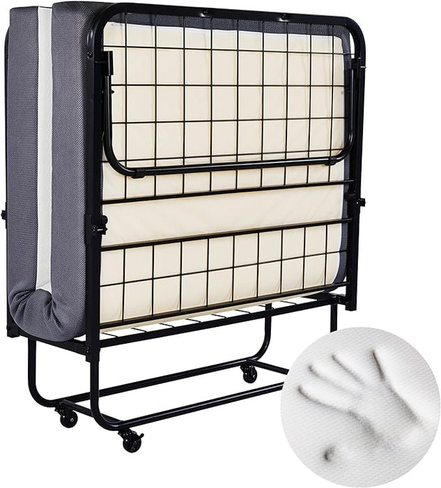 Heyward Folding Bed, Machine Washable Cover, Memory Foam Twin Size Folding Bed with Mattress