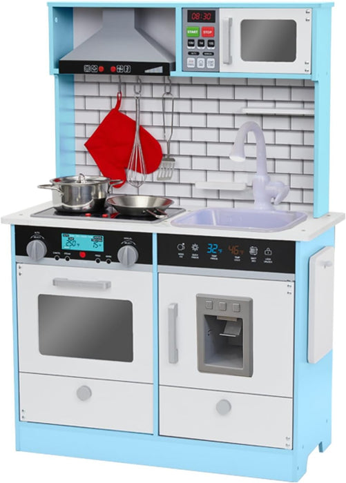 Lil' Jumbl Small Kids Kitchen Playset, Pretend Kids Wooden Kitchen with Stovetop, Oven & More