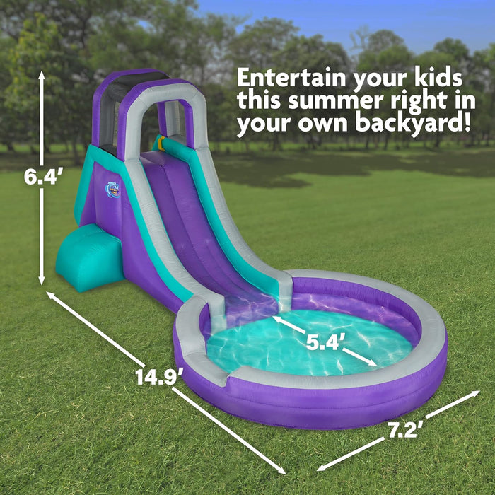 Sunny & Fun Inflatable Single Ring Water Slide Park – Climbing Wall, Slide & Deep Pool