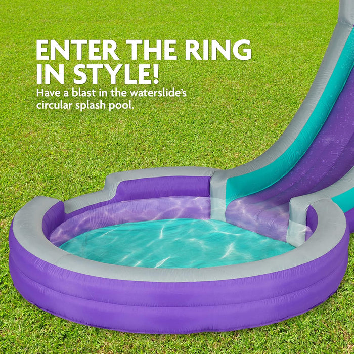 Sunny & Fun Inflatable Single Ring Water Slide Park – Climbing Wall, Slide & Deep Pool