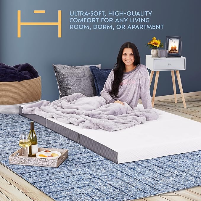 Heyward Premium 4” Trifold Mattress, Portable Memory Foam Folding Mattress, Twin Size