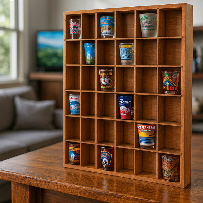 Jumbl Wood Shot Glass Wall Curio Display Case