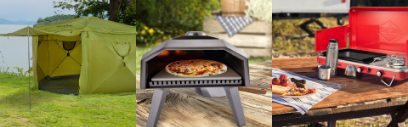 Hike Crew Gazebo Tent, 12” Outdoor Propane Pizza Oven and Camping Stove
