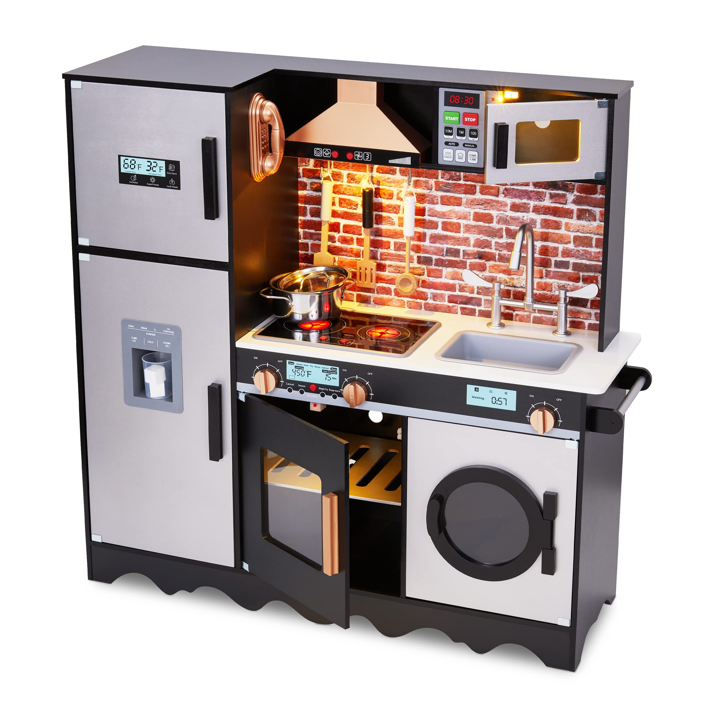 Kitchen Set for Kids Pretend Wooden Play Kitchen with Accessories Lil Jumbl LIJUMWODKTCH3