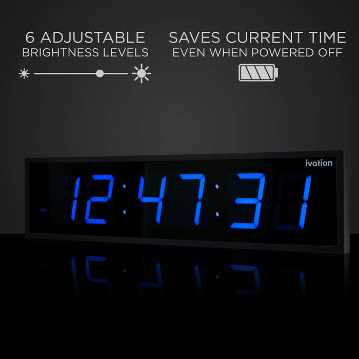 Large Digital Clock, 60" Led Wall Clock with Stopwatch, Alarms, Timer, Temp & Remote