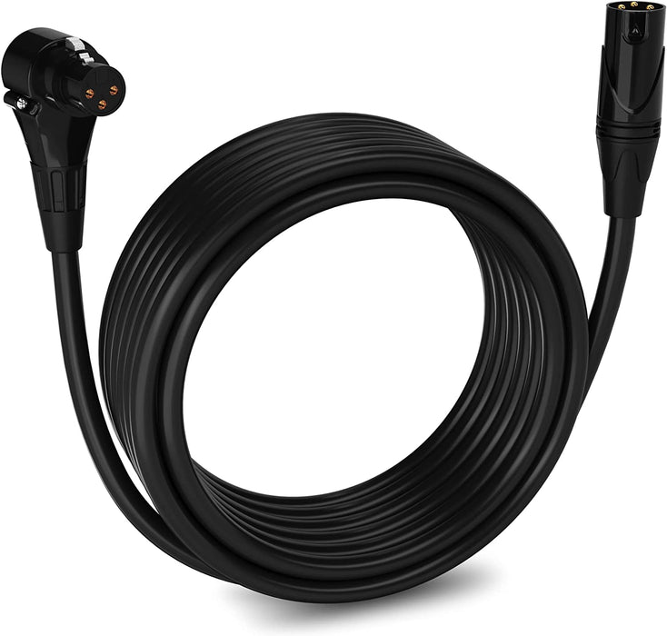 Microphone XLR Angled Female Cable, 3 Pin Mic Cable for Pro Audio Interface, 25 feet