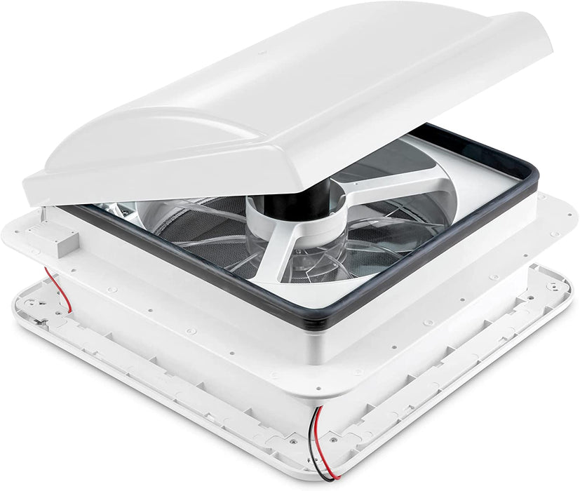 14” RV Roof Vent Fan with LED Light, 12V Motorhome Fan w/ 3 Speed Intake & Exhaust