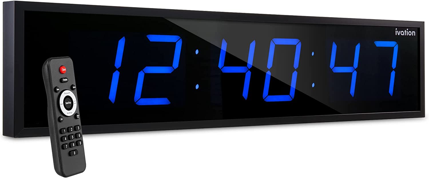 Large Digital Clock, 60" Led Wall Clock with Stopwatch, Alarms, Timer, Temp & Remote