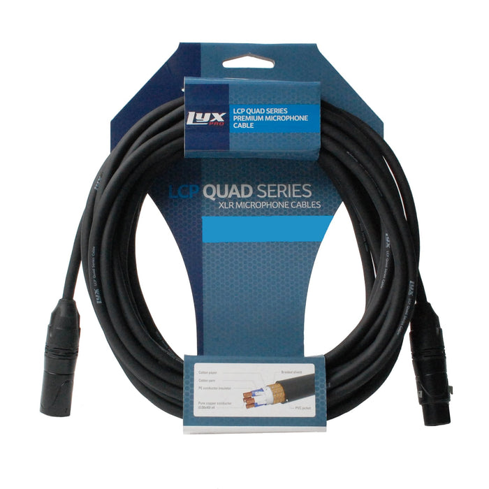 Quad Series XLR Cable, 4-Conductor, Male to Female Cord, 30 feet