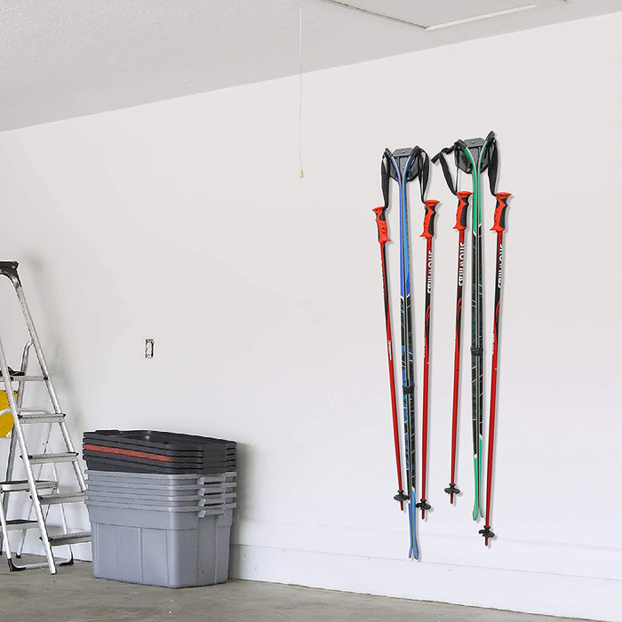 Ski Wall Rack, Holds 2 Pairs of Skis & Skiing Poles or Snowboard