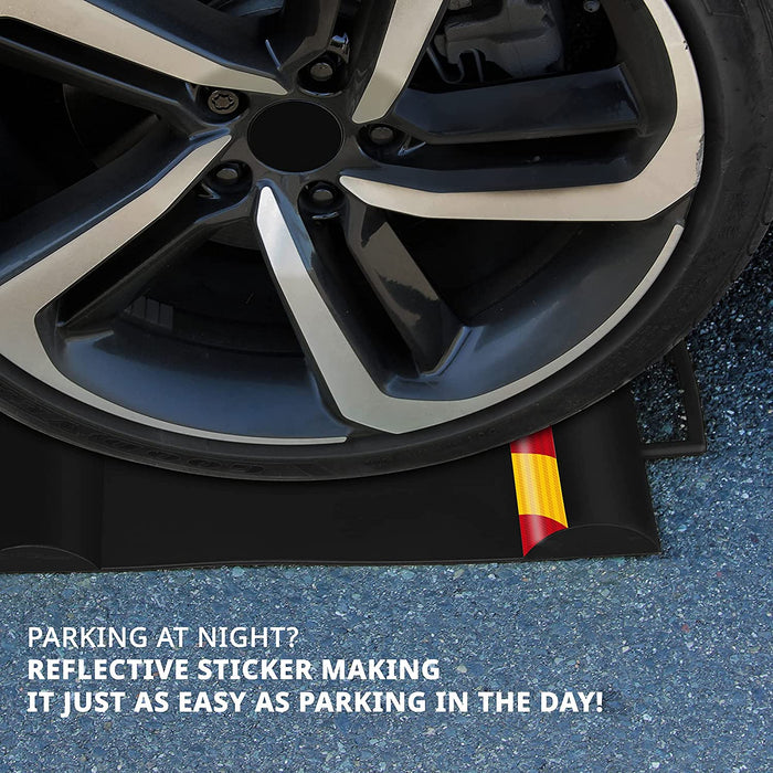 Car Parking Mat, Garage Parking Aid Tire Stopper for Cars, Trucks & Other Vehicles (Yellow - Black)