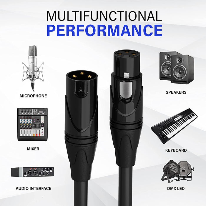 Microphone XLR Cable, Male to Female, 3 Pin Mic Cable for Pro Audio Interface, 300 feet