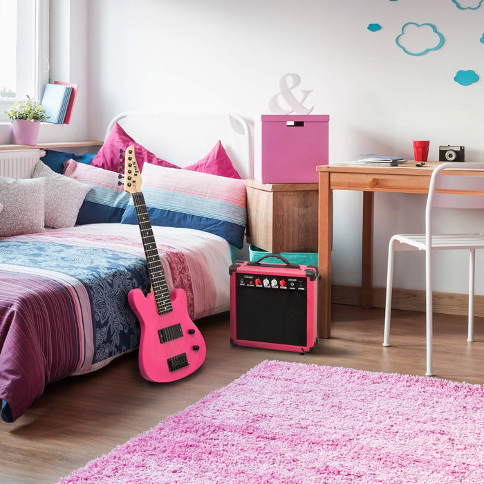30” Electric Guitar & Electric Guitar Accessories With Amp for Kids, Pink