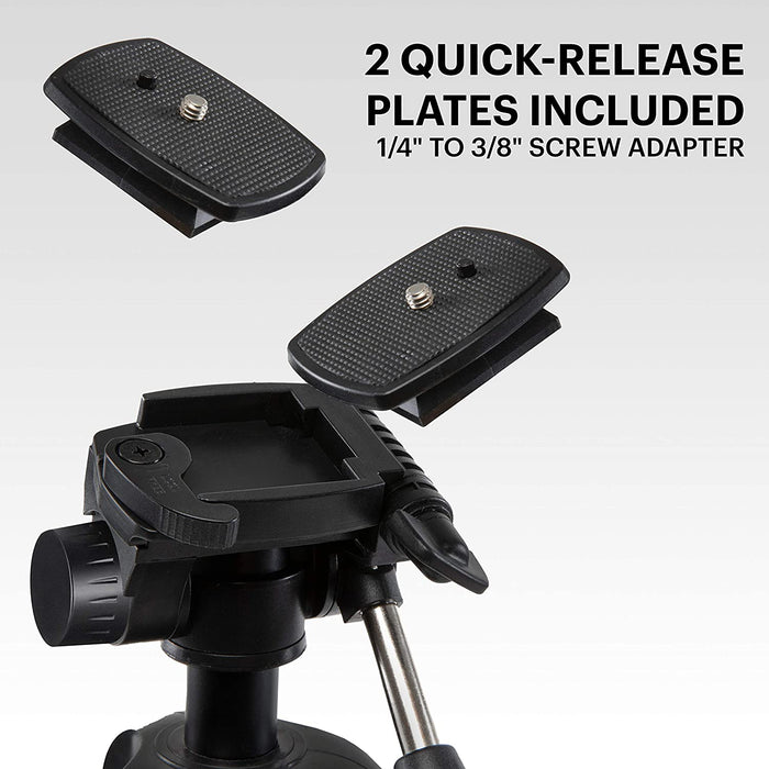 Kodak PhotoGear 2-in-1 Tripod & Monopod | Lightweight 70” 4-Section Flip-Lock Aluminum Tripod Converts to 64.5” Monopod | QuickRelease Plates 3-Way Swivel Head Bubble Level