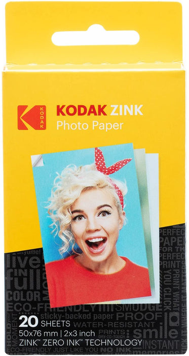 2"x3" Premium Zink Photo Paper (20 Sheets) Compatible with Kodak Smile, Kodak Step, PRINTOMATIC