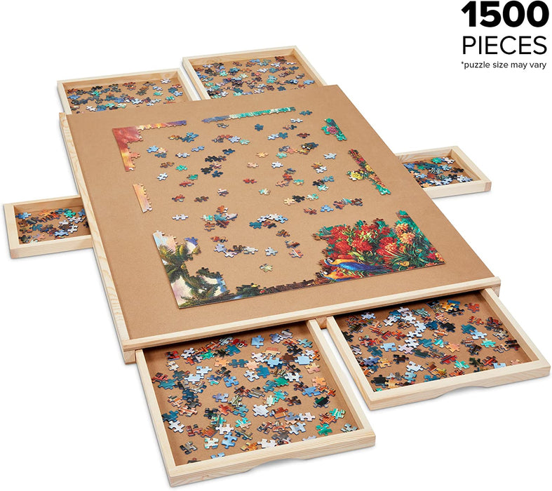 1500 Piece Puzzle Board W/Mat, 27” x 35” Wooden Jigsaw Puzzle Table