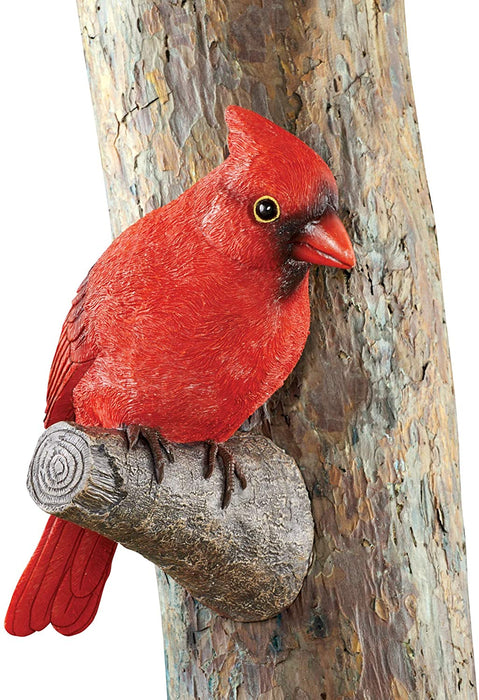 Textured Resin Cardinal Yard Figurine - Decorative Yard Accent for Bird Lovers