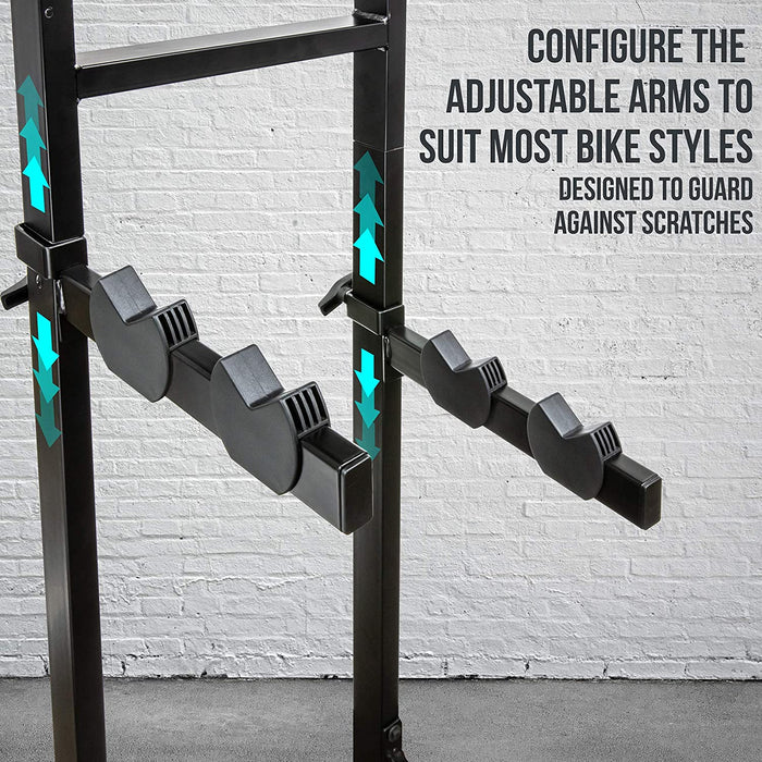 Garage Bike Rack, Freestanding 4 Bicycle Storage Stand with Adjustable Hooks for Indoor & Home Use