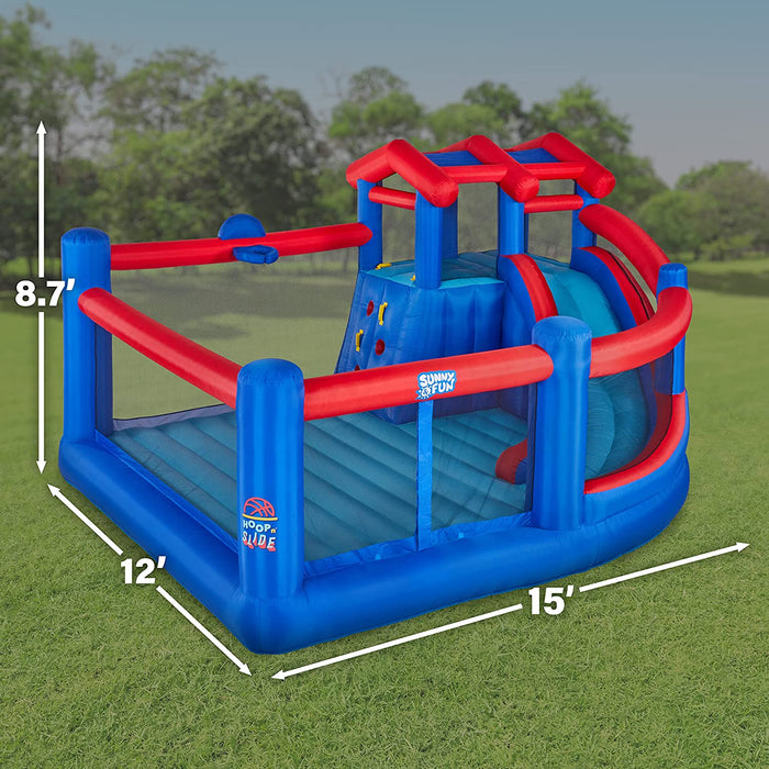 Inflatable Hoop N’ Slide Bounce House, Bouncy House for Kids Outdoor with Toddler Slide