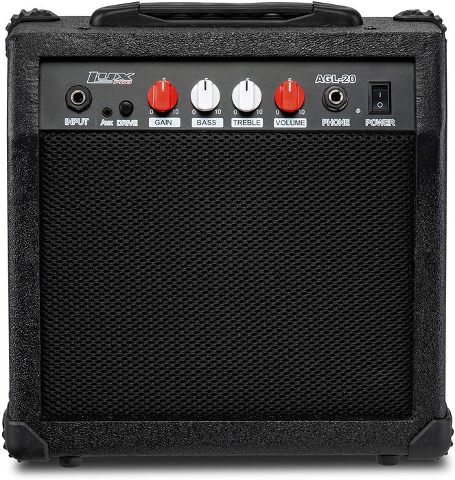 Electric Guitar Amp 20 Watt Amplifier Built In Speaker Headphone Jack And Aux Input Includes Gain Bass Treble Volume And Grind