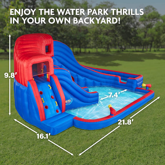 Inflatable Water Slide Park & Blow up Pool w/Pump, Kids Water Park