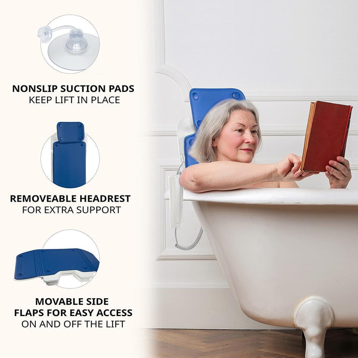 Ultra Quiet Bath Seat Lift, Automatic Transfer Shower Seat, Shower Chair with 50° Reclining Support