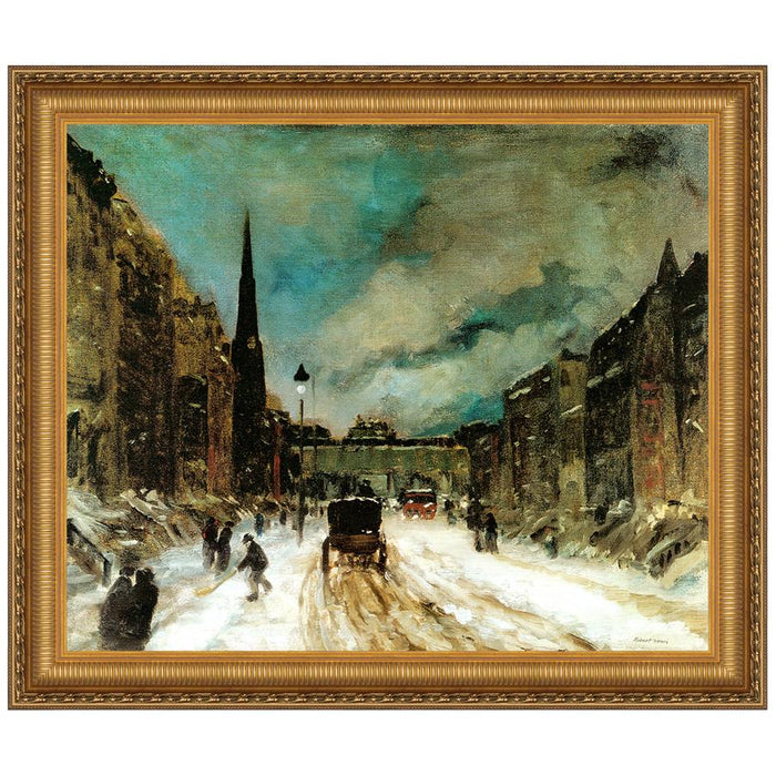 17X15.5 STREET SCENE WITH SNOW 1902
