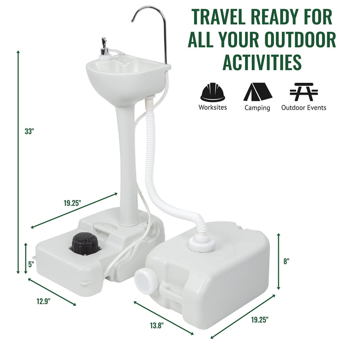 Portable Sink, Outdoor Sink & Hand Washing Station,Water Tank (19L) , Wheels and Soap Dispenser