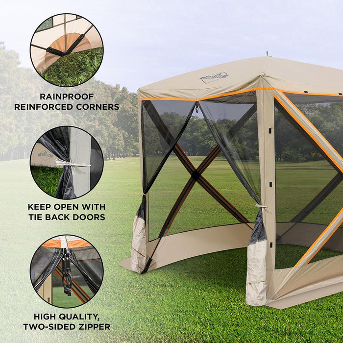 4-Panel Pop-Up Screen House Gazebo 70x70 Inch – Instant Setup 4-Sided Hub Tent UV Resistant (SPF 50+) Fits 5 People Heavy Duty 210D Material – Includes Carry Bag & Ground Stakes