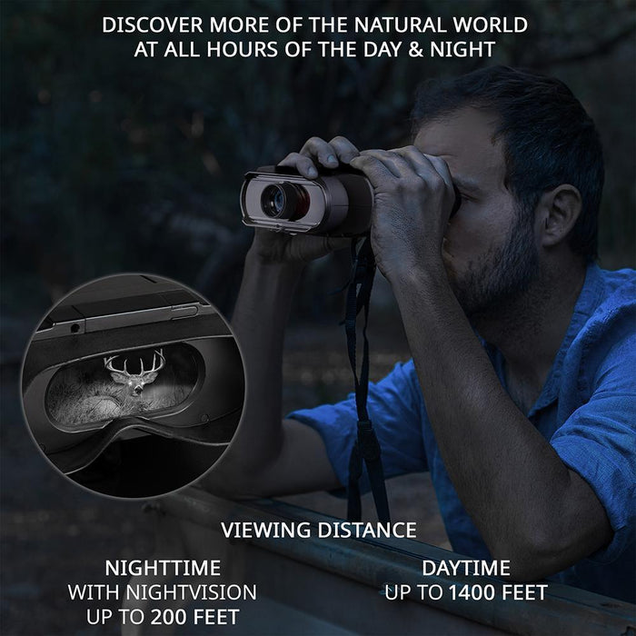 Black Digital Night Vision Binoculars with Built-in Camera, Capture HD Photos & Videos