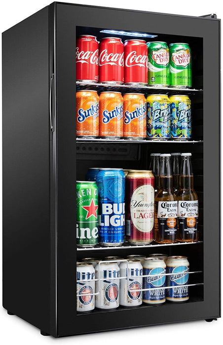 126 Can Small Refrigerator, Mini Drink Fridge, Beverage Cooler for Home & Office, Black