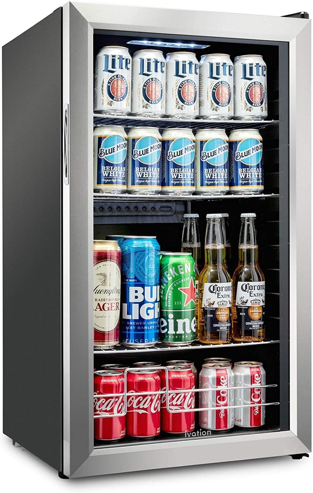 Ivation 126-Can Beverage Refrigerator ,Stainless Steel