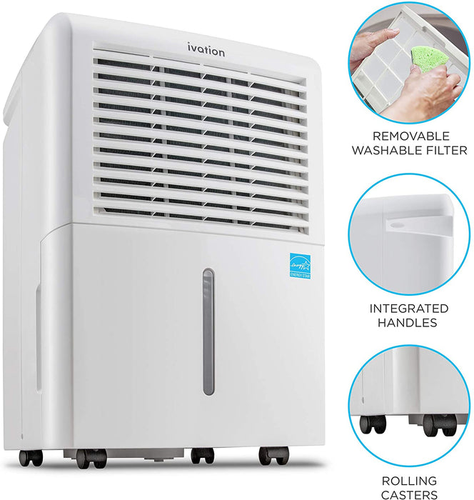 Smart Wi-Fi App Energy Star Dehumidifier With Drain Hose & Connector for Medium Rooms (4,500 Sq Ft)