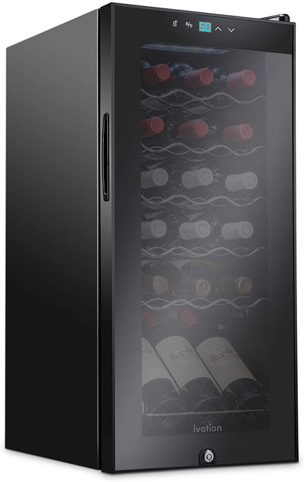 18 Bottle Wine Fridge, Freestanding Wine Refrigerator w/Lock