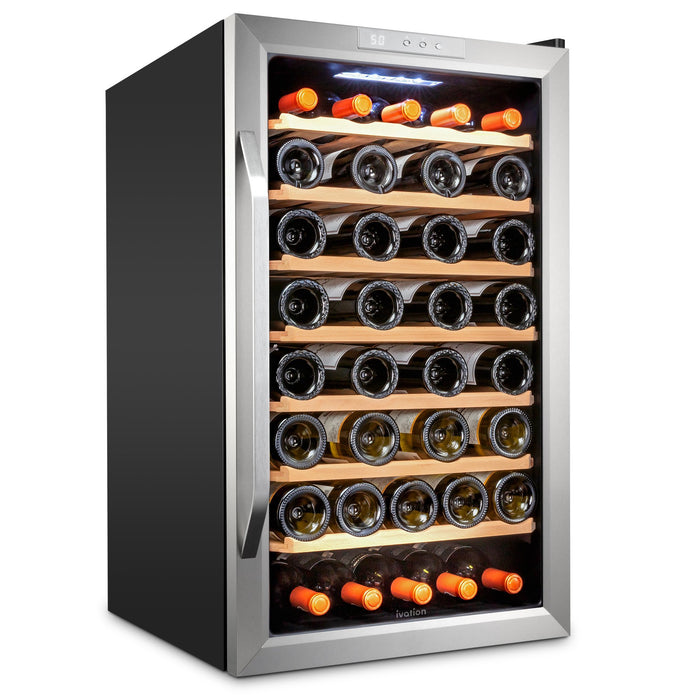 51 Bottle Wine Fridge, Freestanding Wine Refrigerator w/Lock