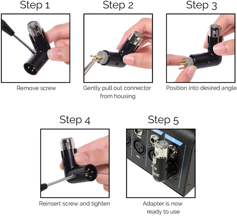 XLR Angle Adapter Dual Male and Female can be positioned to 4 different angles