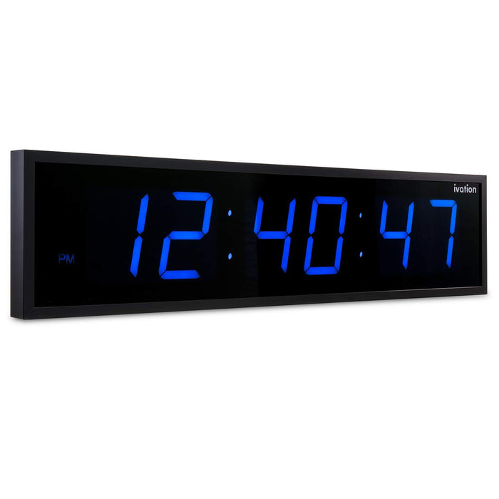 Huge Large Big Oversized Digital LED Clock - Shelf or Wall Mount  | 6-Level Brightness, Mounting Holes & Hardware