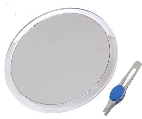 Makeup Mirror 8" Suction Cup 10X Magnifying Mirror w/Precision Tweezers