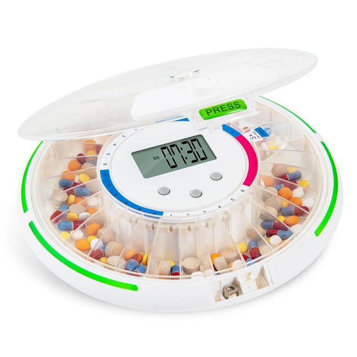Automatic Pill Dispenser with 28-Day Electronic Medication Organizer Frosted Lid