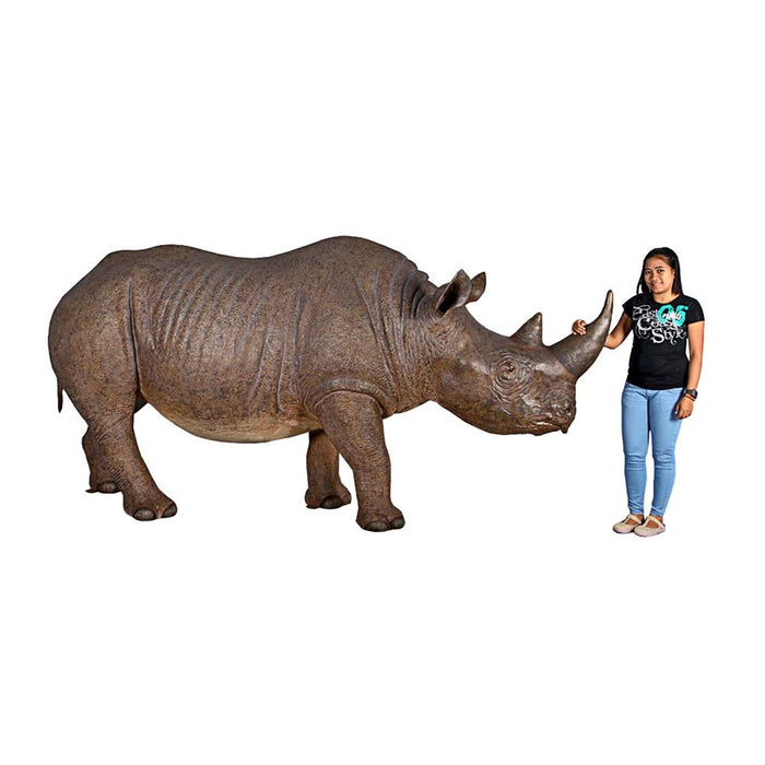 LIFE SIZED BLACK RHINOCEROS STATUE