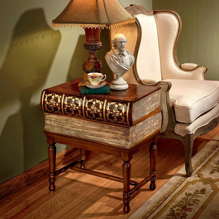 STACKED BOOKS OF SHAKESPEARE SIDE TABLE